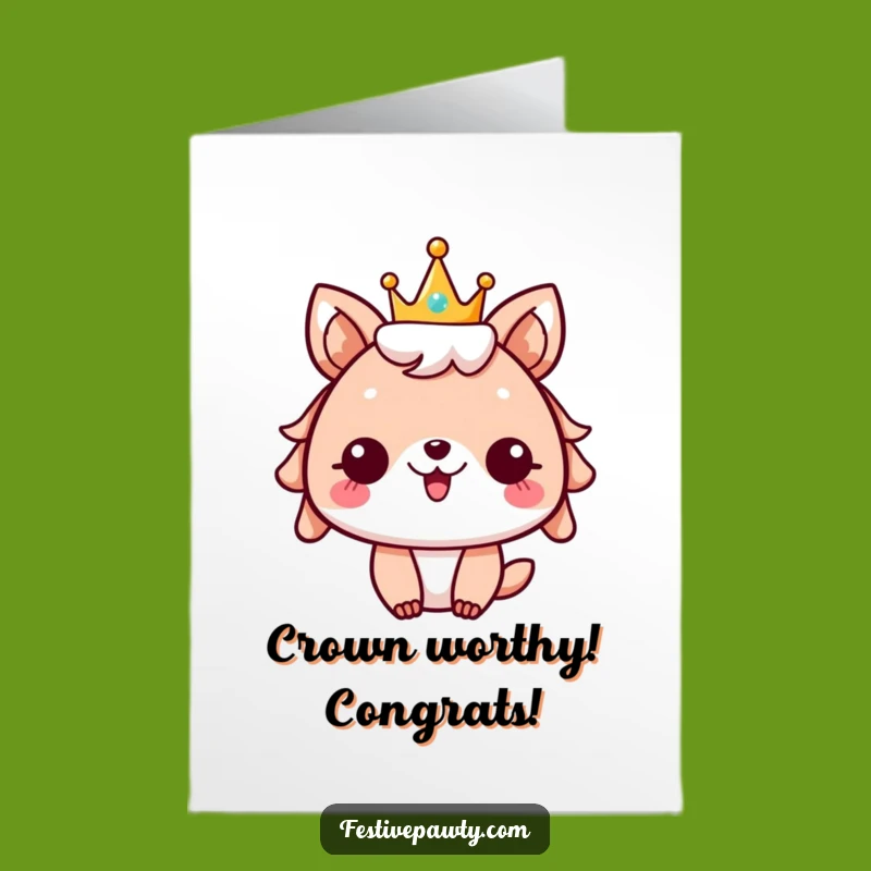 Free Printable Congrats Card: Festive Animal Crown Cheer - Celebratory Downloadable