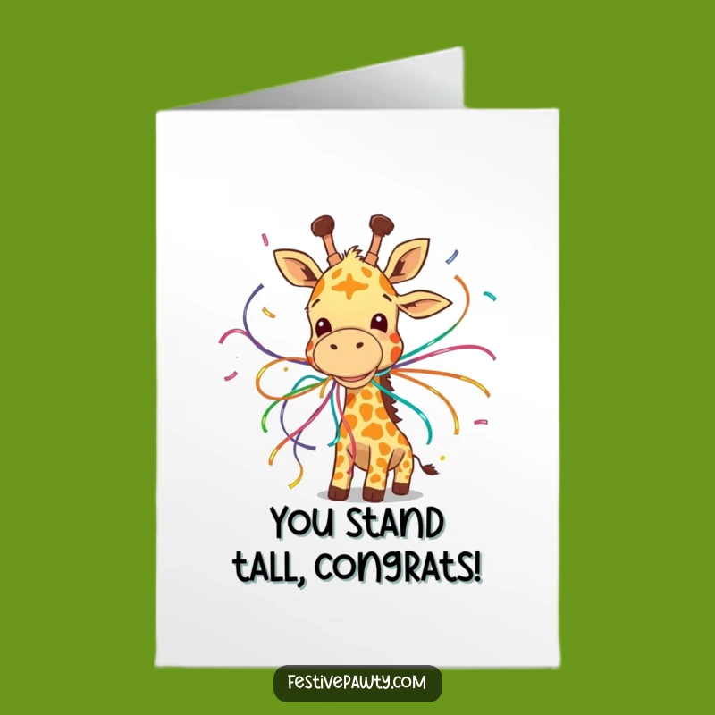 Free Printable Congrats Card: Giraffe Celebration Chaos, Humorous Downloadable Gift