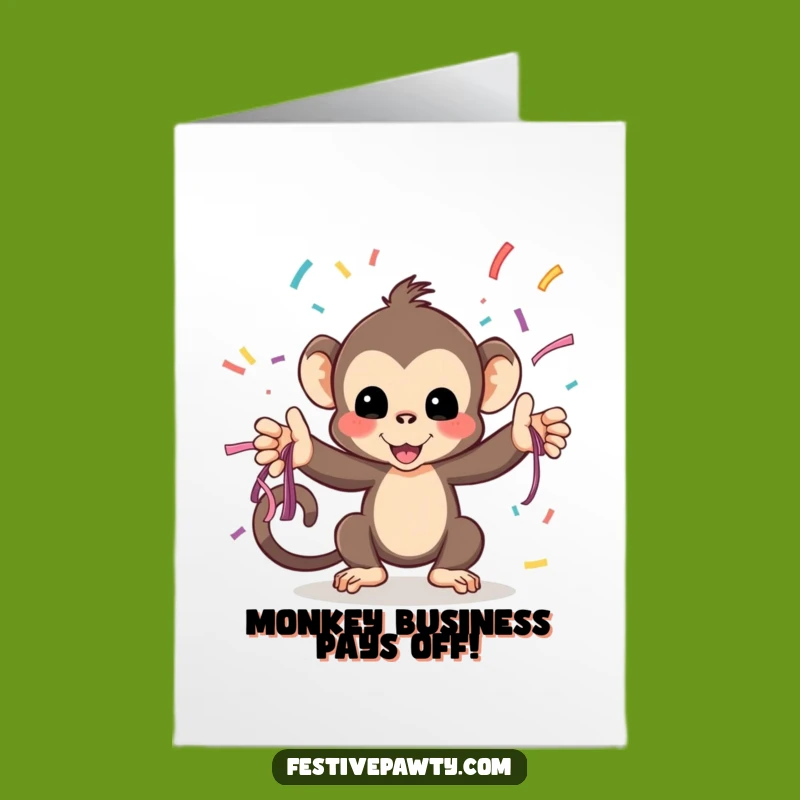 Free Printable Congrats Card: Monkey Streamers, Funny Celebration!