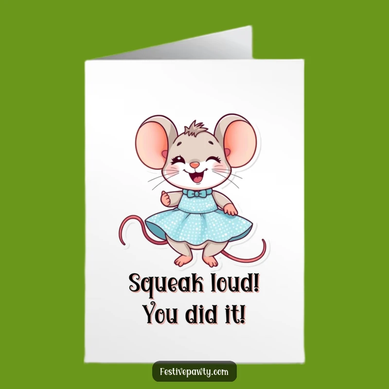 Free Printable Congrats Card: Mouse Party Glam - Funny Downloadable Celebration Dress Gift