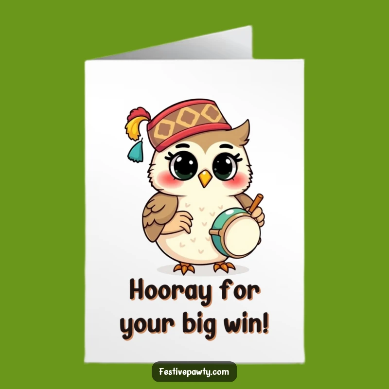 Free Printable Congrats Card: Owl Drumming Celebration - Downloadable Fun