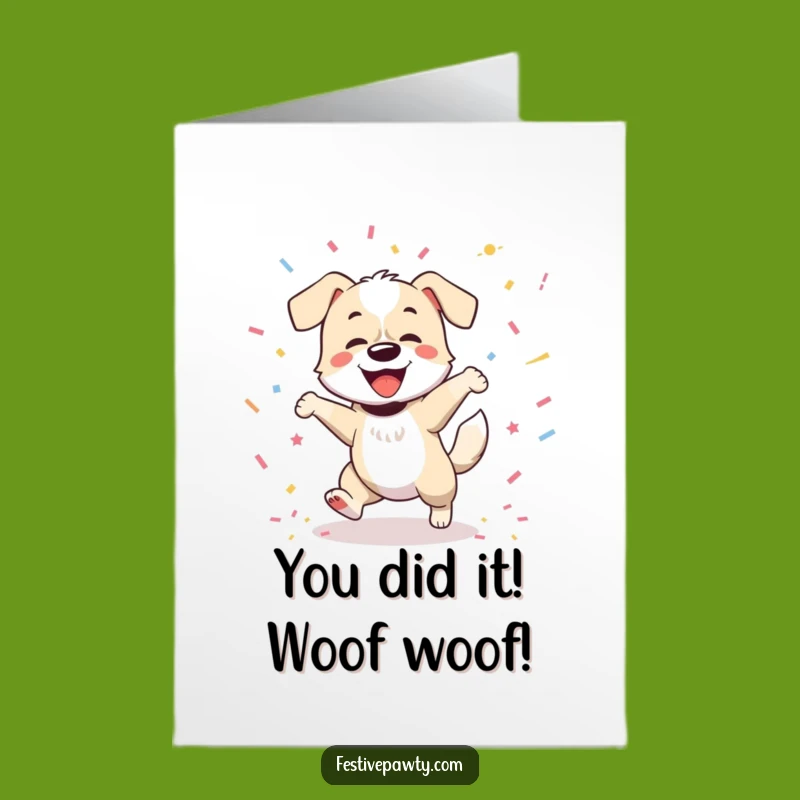 Free Printable Congratulations Card: Joyful Dog Celebration Downloadable Gift for Big Wins
