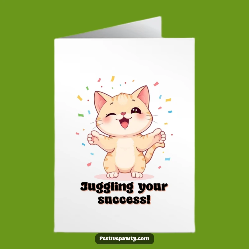 Free Printable Congrats Card: Juggling Cat - Celebrate Big - DIY Download