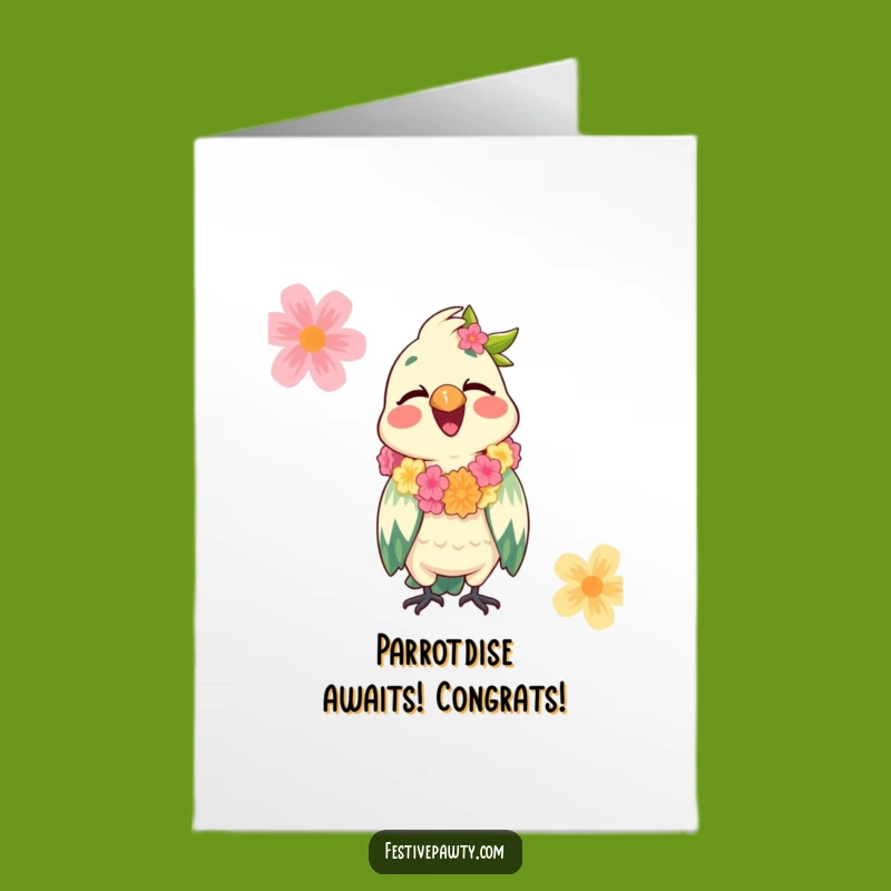 Free Printable Congrats Card: Parrot Party Vibes, Tropical Downloadable Gift