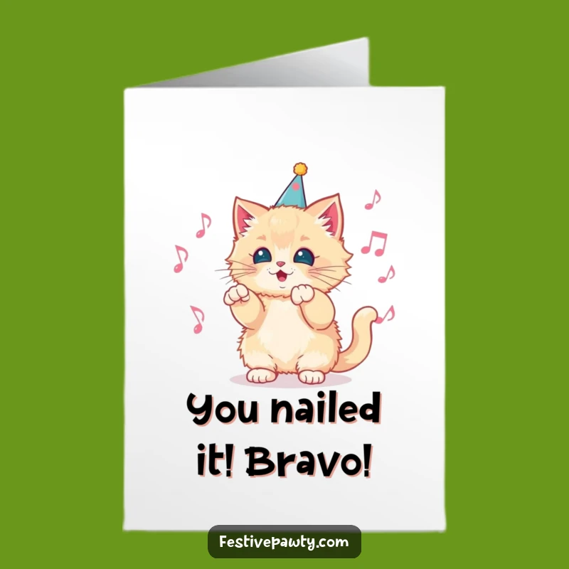 Free Printable Congrats Card: Funny Kitten Maestro! Unique Downloadable Celebration Gift