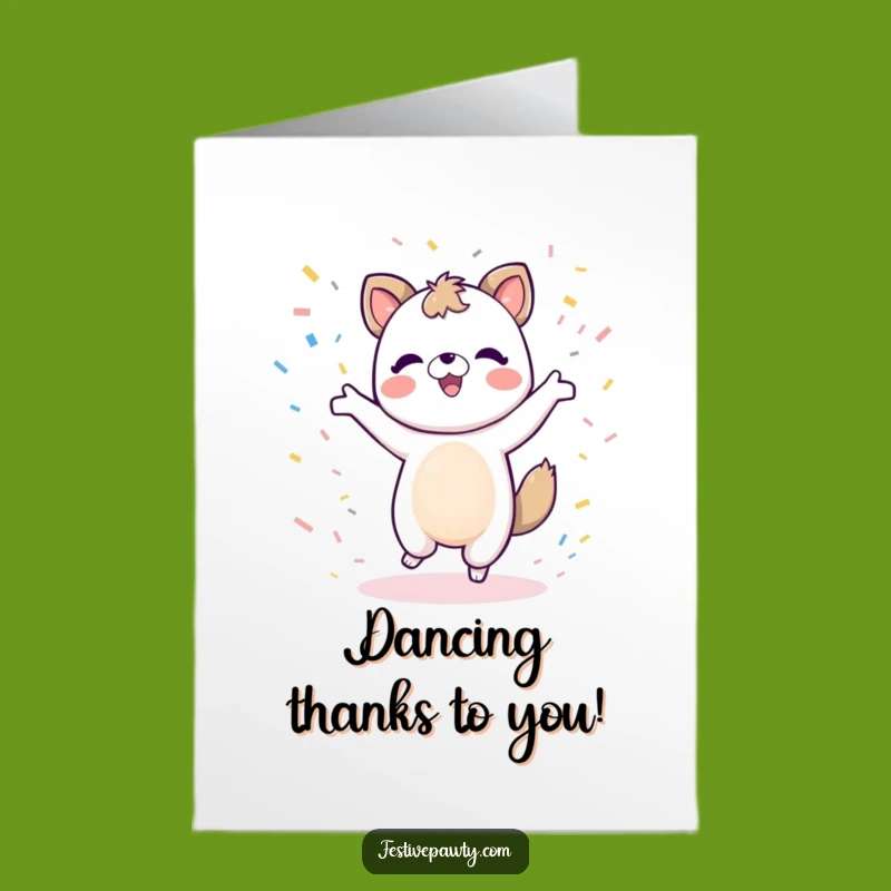 Free Printable JUBILANT animal Thank You Card - Cute Dancing Confetti Downloadable Gift