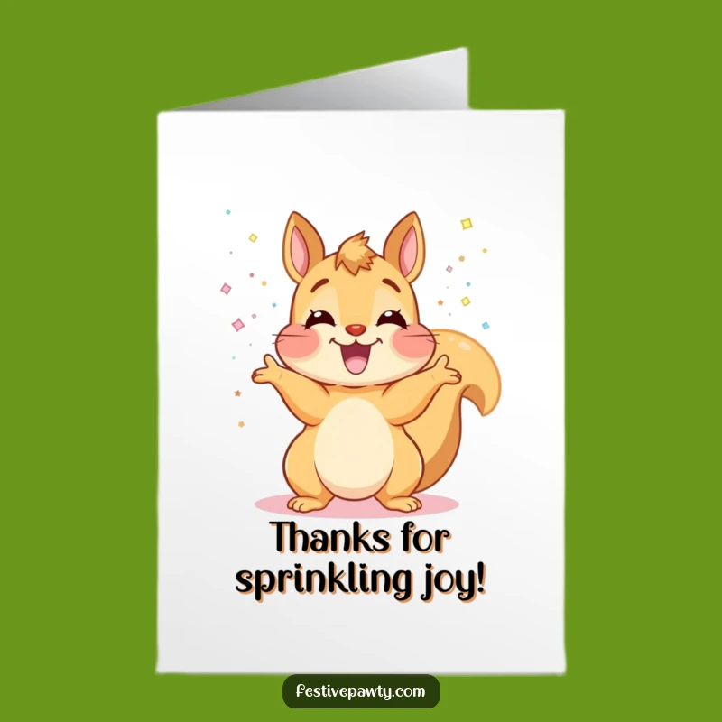 Free Printable Squirrel Thank You Card: Gleeful Glitter Toss DIY Downloadable