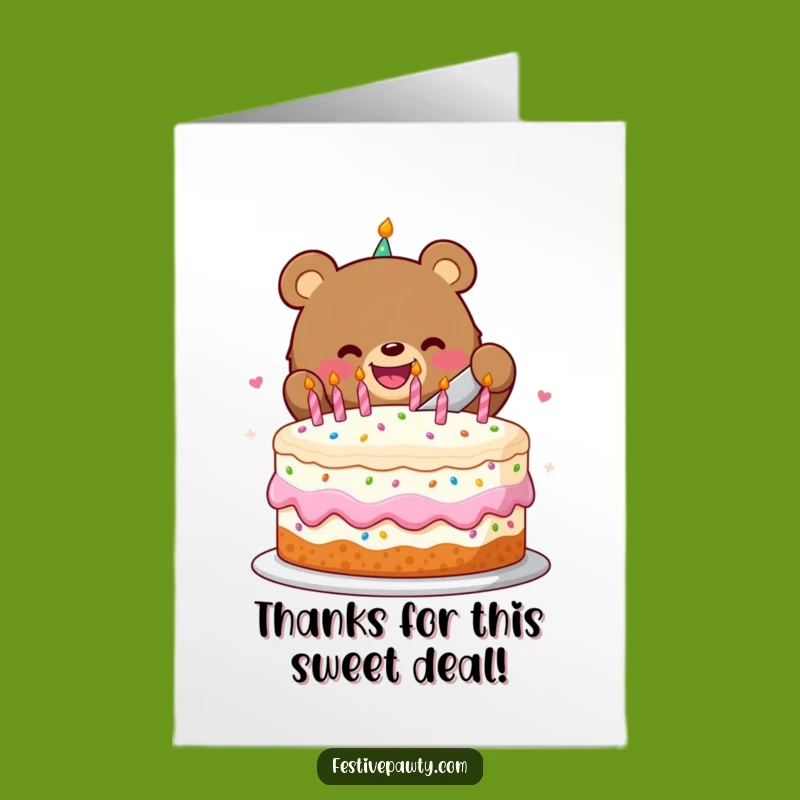 Free Printable Thank You Card: Bear's Sweet Thanks, Downloadable Appreciation for a Delicious Gesture