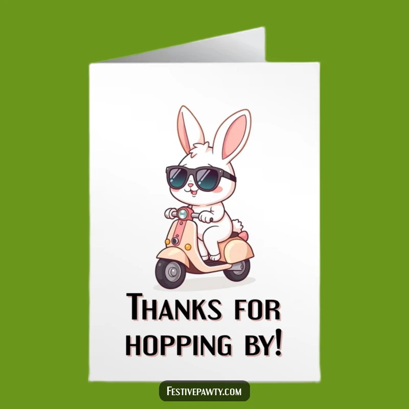 Free Printable Thank You Card: Bunny Scooter Thanks! Funny Downloadable Gift
