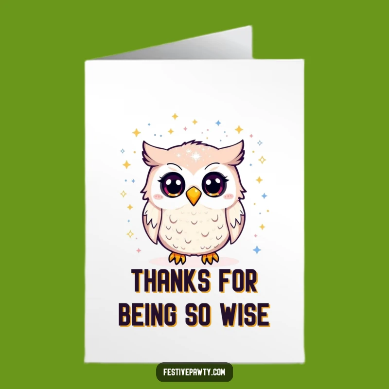 Free Printable Thank You Card: Glitter Owl Gratitude, Download Now!