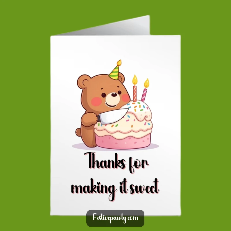 Free Printable Thank You Card: Grateful Bear Downloadable Gift for Sweet Appreciation