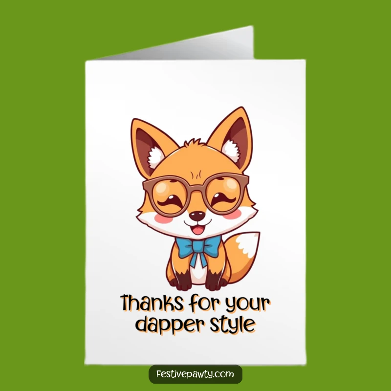 Free Printable Thank You Card Joyful Fox Attire - Funny Downloadable Gratitude