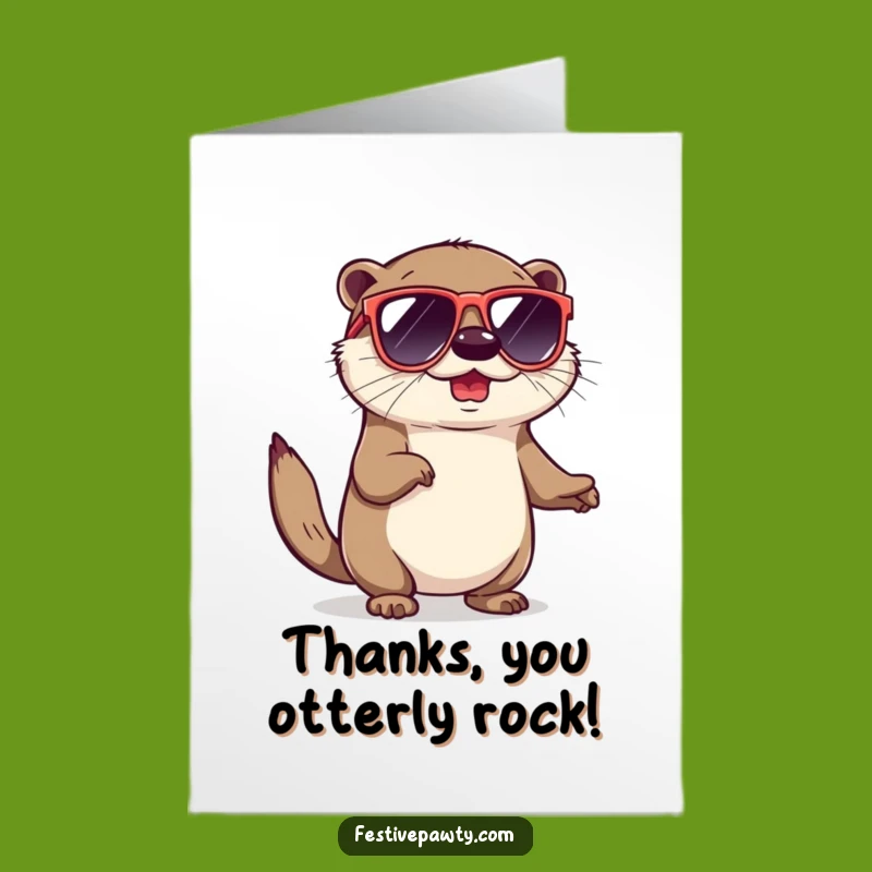 Free Printable Thank You Card: Stylish Otter Shimmy Downloadable Gift for Showing Gratitude
