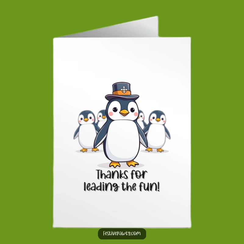 Free Printable Penguin Conga Line Thank You Card - Quirky Downloadable Appreciation