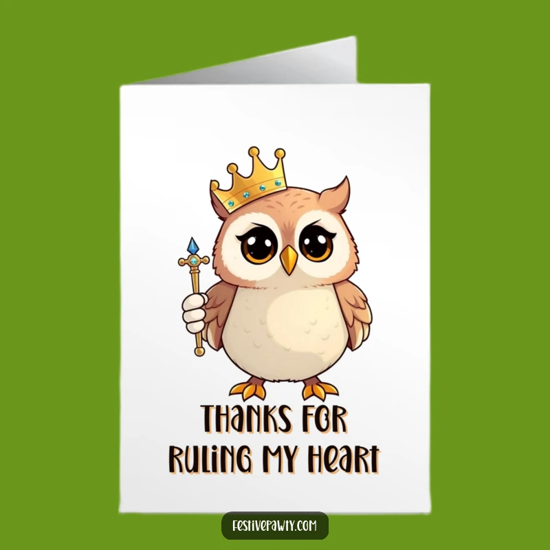 Free Printable Thank You Card: Royal Owl Gratitude - Funny Downloadable Majestic Thanks