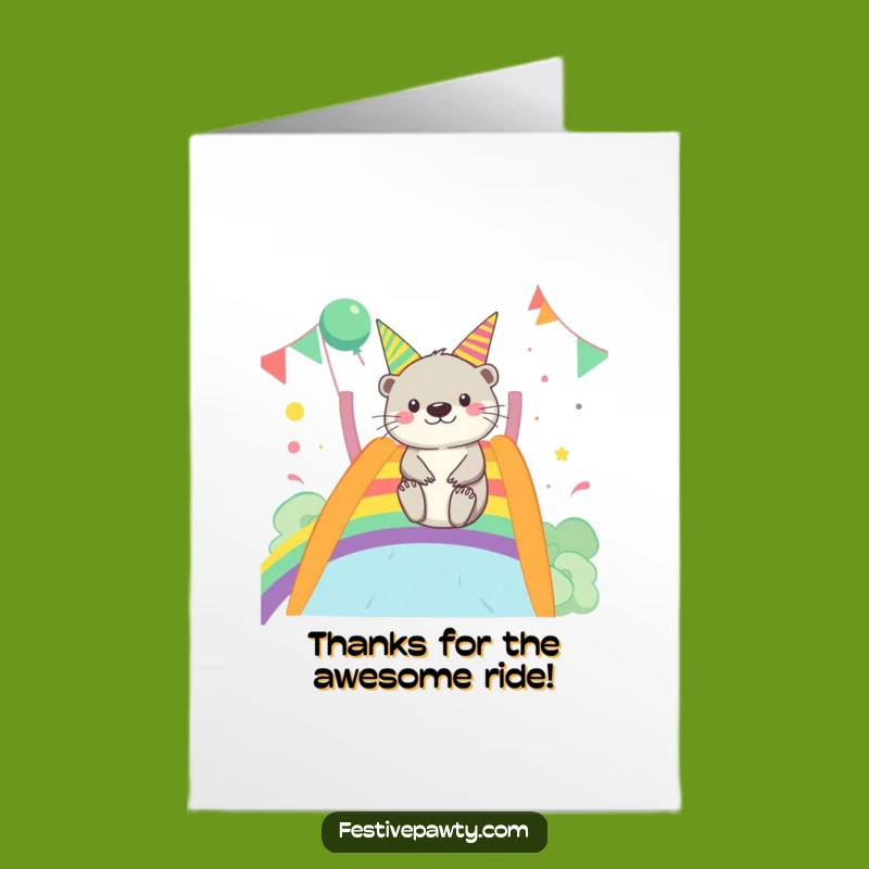 Free Printable Otter Thank You Card: Merry Rainbow Slide DIY Downloadable