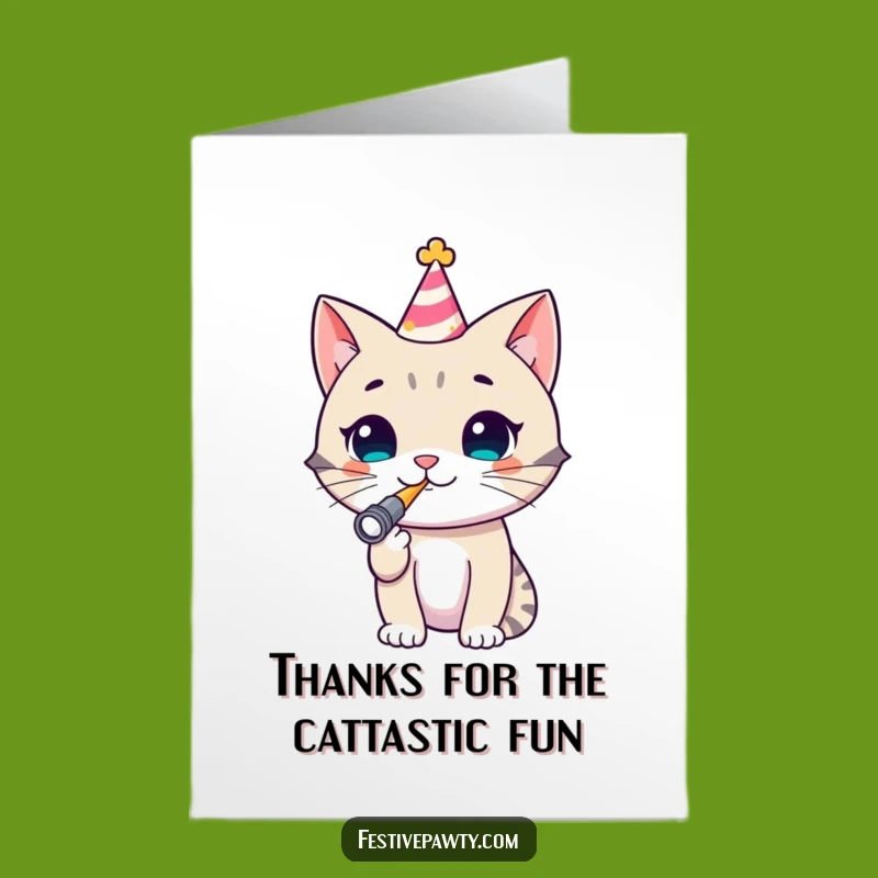Free Printable Cat Thank You Card: Party Cat Appreciation Downloadable Gift