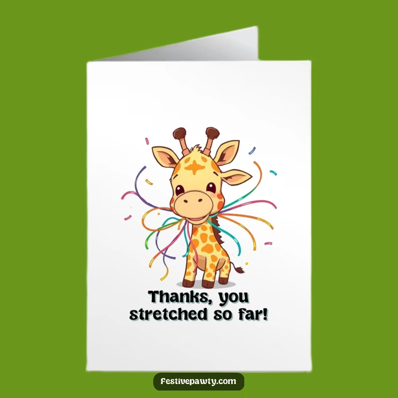 Free Printable Thank You Card: Giraffe Thanks, Funny Downloadable Gift for Appreciation