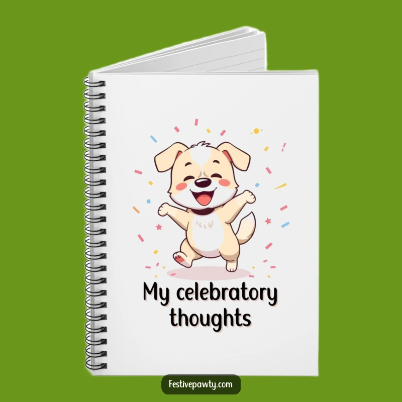 Funny Dog Notebook: Joyful Dancer's Ideas with Confetti & Wagging Tail