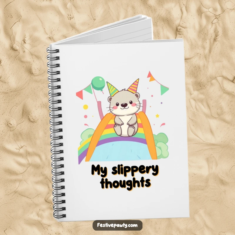 Funny Otter Notebook: A merry otter humorously slides down a rainbow, perfect for writing down fun adventures and ideas.