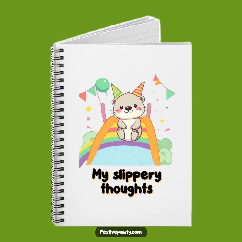 Funny Otter Notebook - Merry Rainbow Adventures Journal Gift