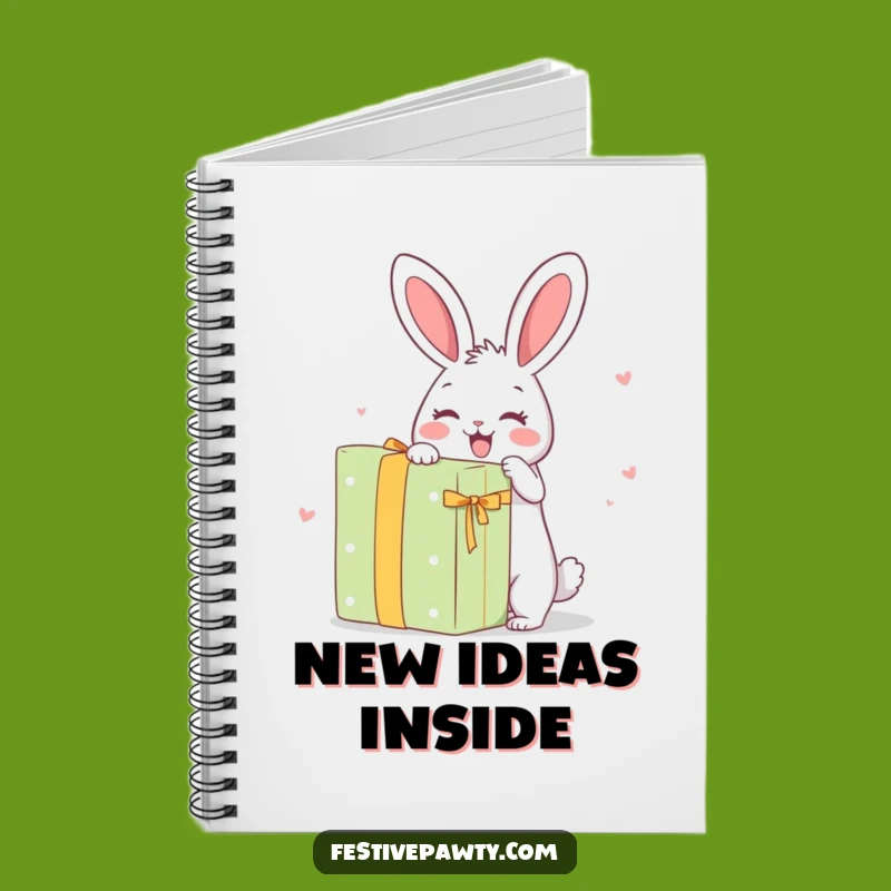 Funny Rabbit Notebook: Excitedly Unwrapping a Giant Present