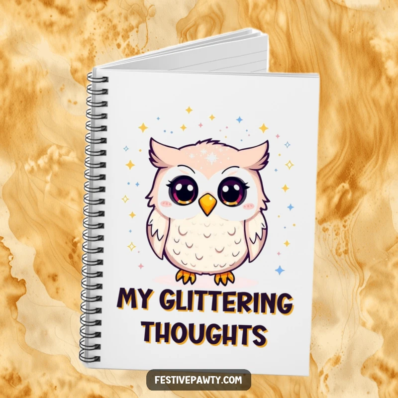 Funny Notebook: A surprised owl is covered in shimmering glitter, inspiring creativity and fun for all your notes.