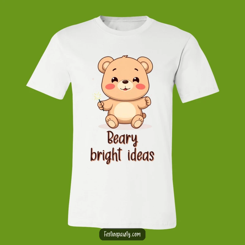 Funny Bear Sparkler Fun T-Shirt: Cheerful Character Tee, Hilarious Gift