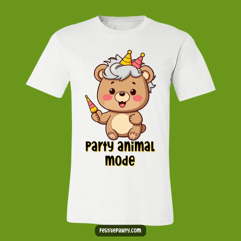 Funny Bear Wig Tee: Hilarious Party Animal T-Shirt for Fun Lovers!