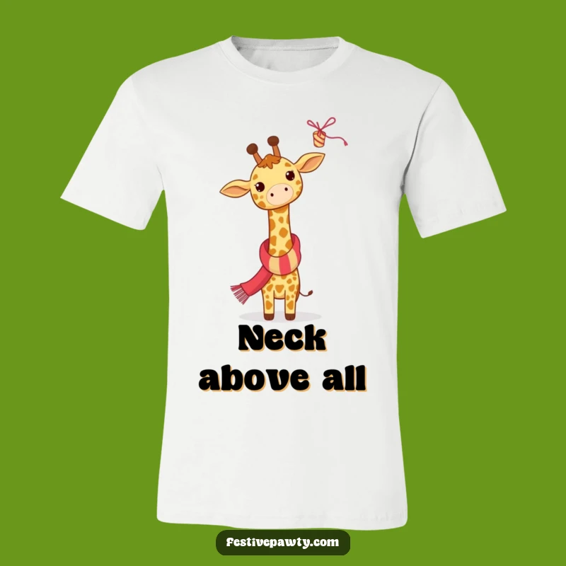 Funny Giraffe Party T-Shirt - Festive Scarf Humor Tee