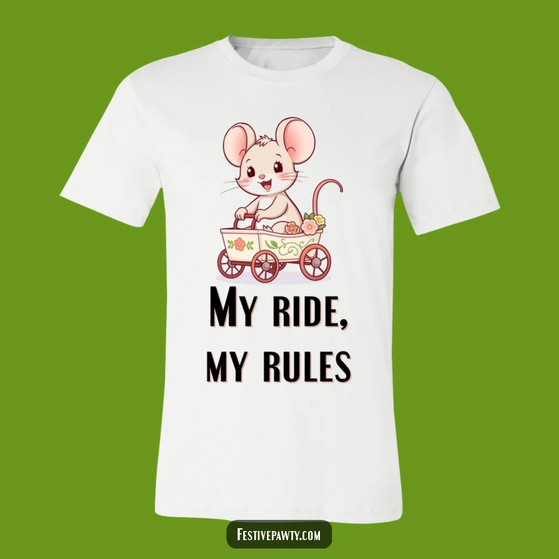 Funny Mouse Cart Ride T-Shirt - Show Off Your Adventurous Spirit with this Tee