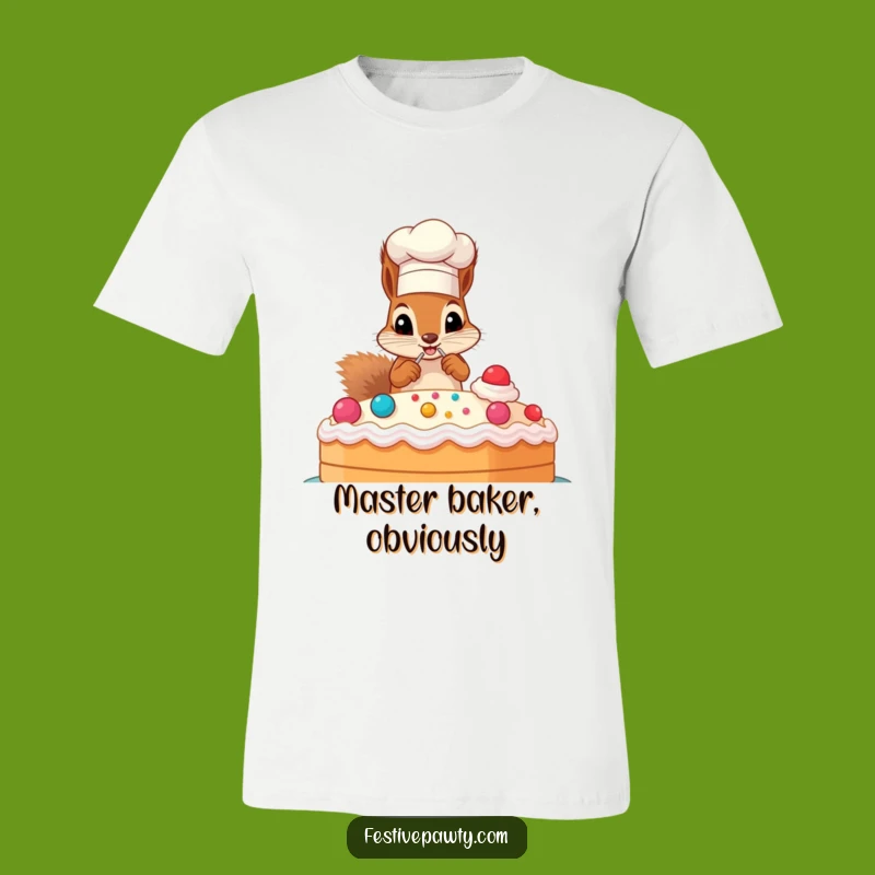 Funny Chef Squirrel Cake Decorating T-Shirt: Wear Your Baking Antics