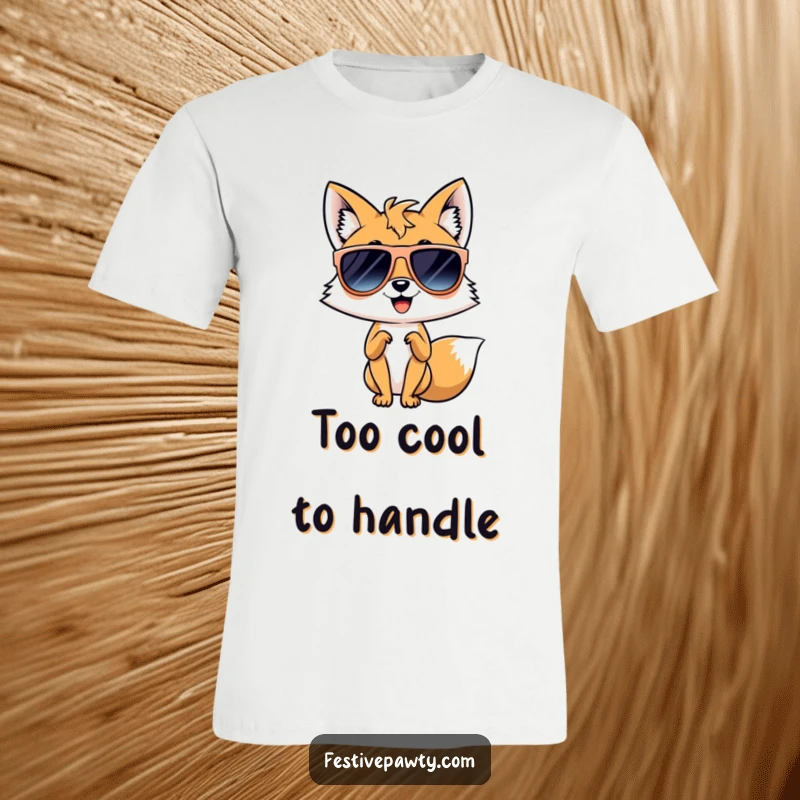 Funny t-shirt featuring a giggling fox in oversized sunglasses striking a dramatic diva pose, radiating pure confidence and glamour.