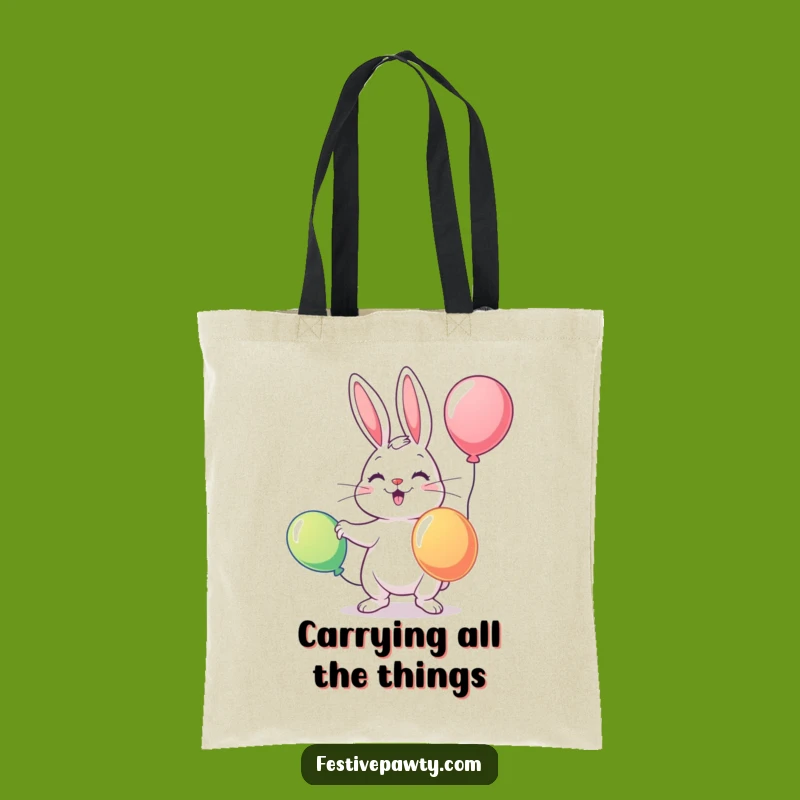 Funny Rabbit Tote Bag: Playful Juggler's Balloon Carry-All Accessory