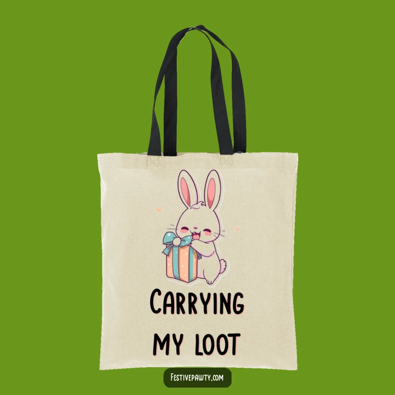 Funny Rabbit Present Tote Bag: Spacious Cartoon Carryall, Ideal Gift