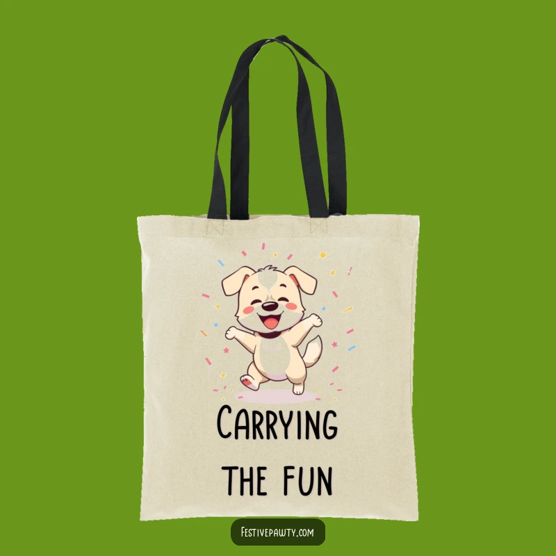 Funny Dog Tote Bag: Joyful Dancer's Confetti Celebration Carry-All