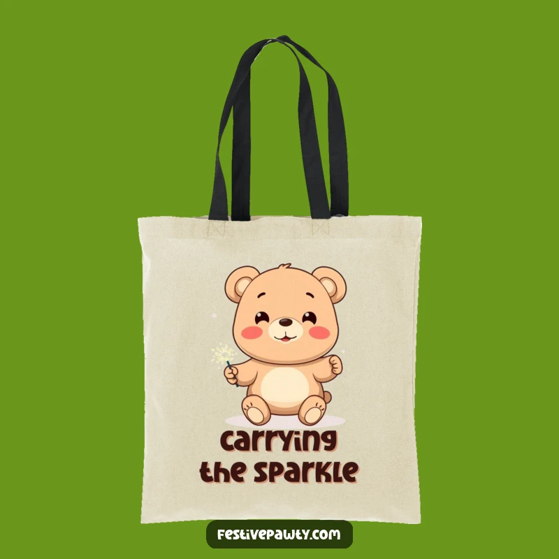 Funny Bear Sparkler Tote Bag: Stylish & Practical, Great Festive Gift