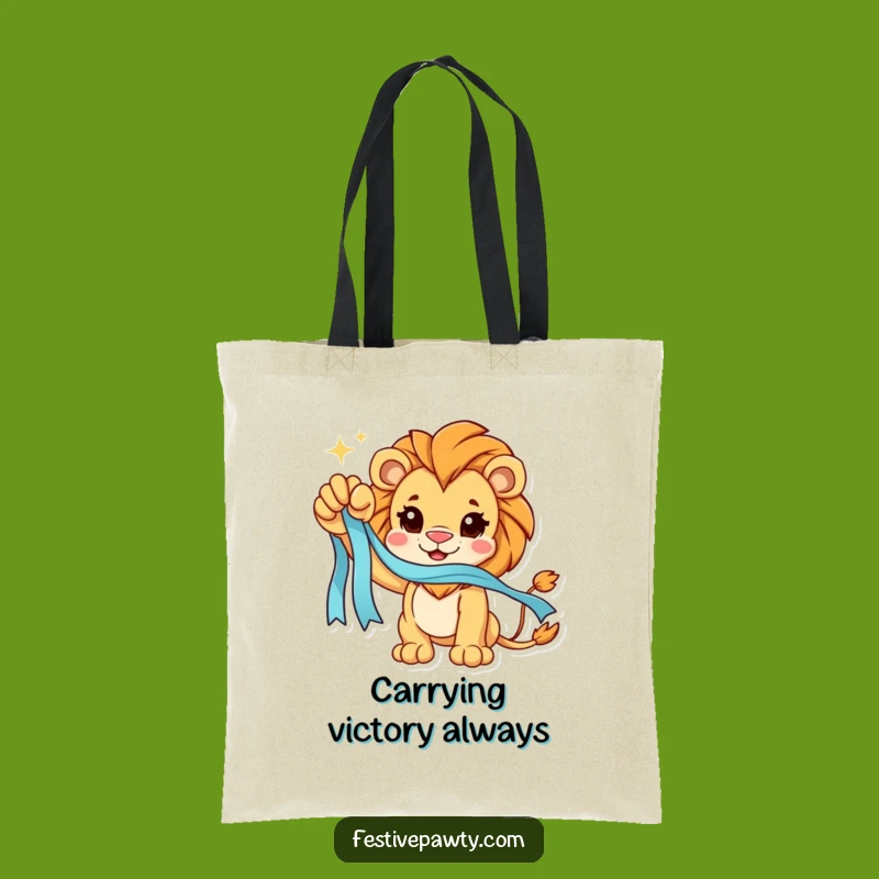 Funny Lion Victory Tote Bag: Carry Your Success, Stylish Triumph, Great Gift