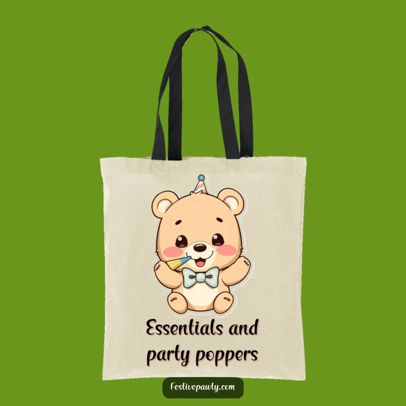Funny Bear Cub Party Horn Tote Bag: Carry Fun & Humorous Style