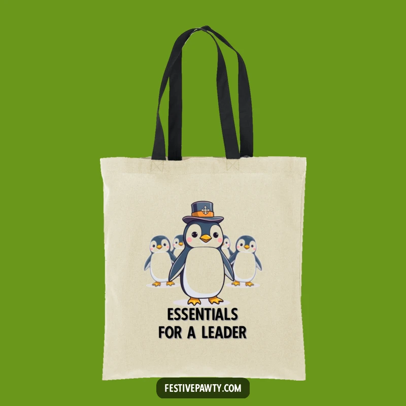 Funny Penguin Conga Line Tote Bag: A Dapper Bird Leads a Hilarious Celebration, Perfect Gift!
