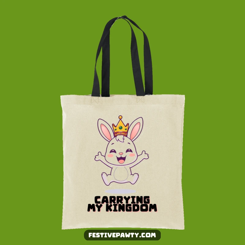 Funny Bunny Crown Tote Bag: Royal Joy Carrier, Perfect Gift