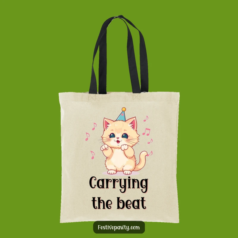 Funny Kitten Conductor Tote Bag: Cute Fluffy Cat Leading Music, a Stylish Funny Gift Accessory!
