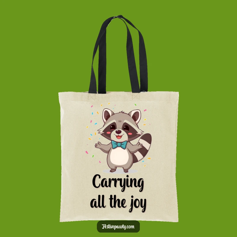 Funny Raccoon Bowtie Confetti Tote Bag: Carry Your Fun in Style