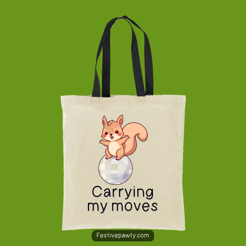 Funny Squirrel Disco Tote Bag: Dancing on a Disco Ball
