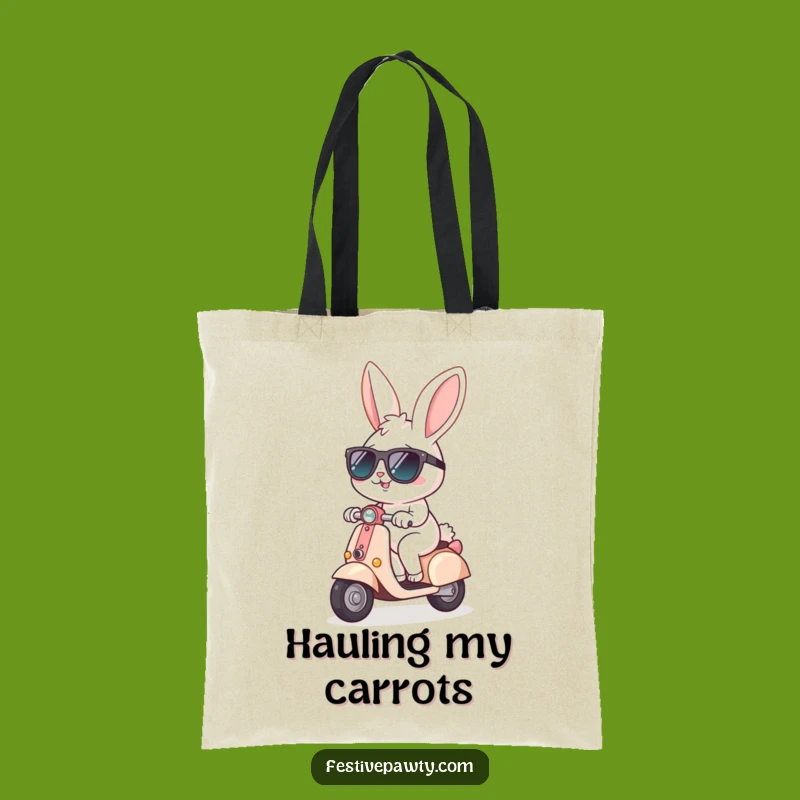 Funny Bunny Scooter Tote Bag: Cute Sunglasses Rabbit, a Stylish Funny Gift Accessory!